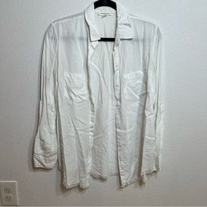 Beachlunchlounge white button down shirt size S with frayed hem